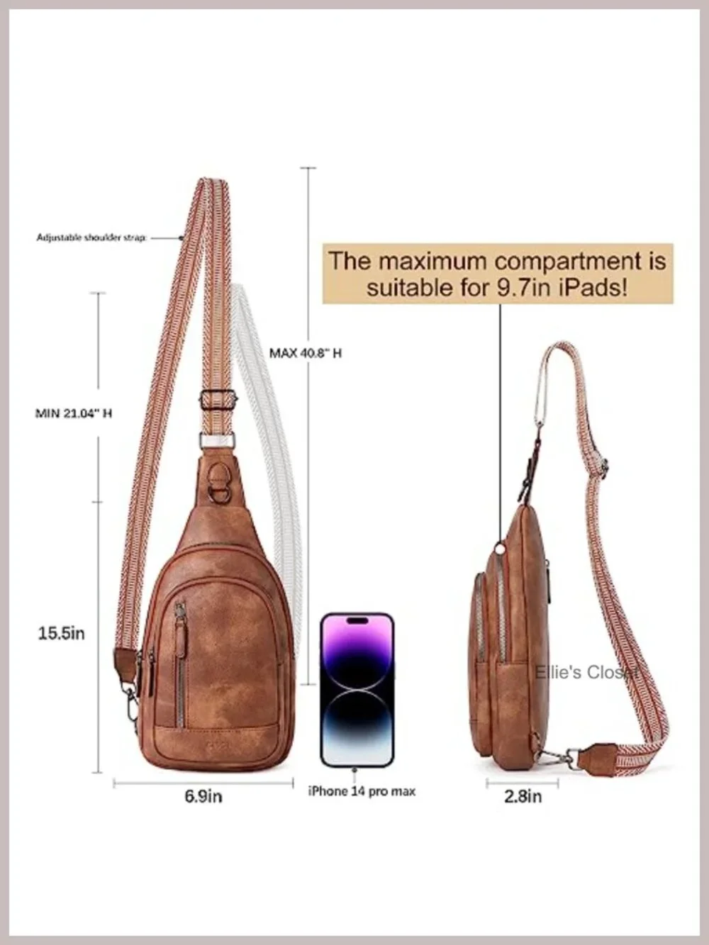Women's Faux Leather Crossbody Sling Backpack with Adjustable Strap